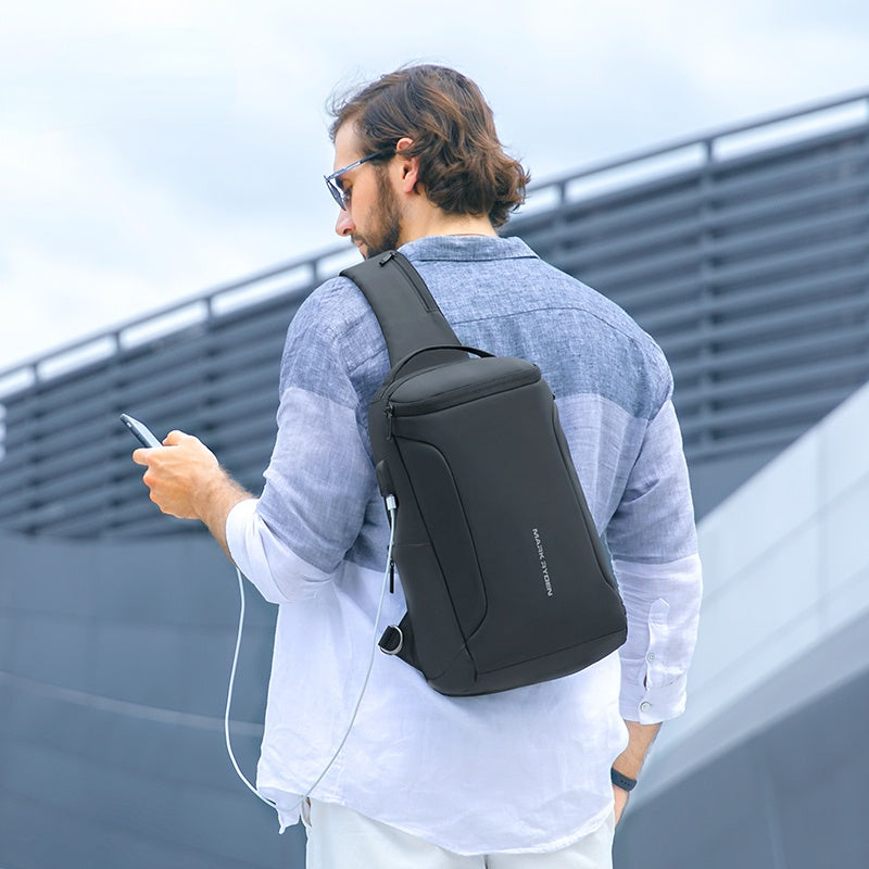 Sling Bag Fits 12inch iPad Shoulder Messenger Bags Male Waterproof USB Recharging